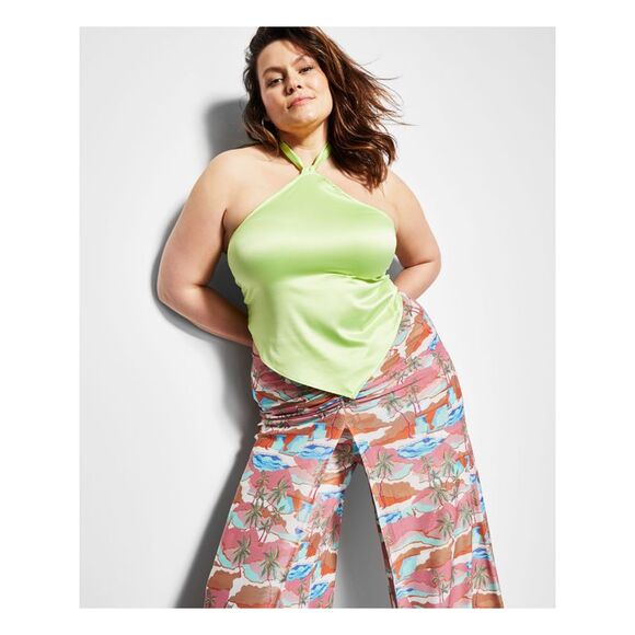 NWT ROYALTY BY MALUMA Womens Green Sleeveless Halter Top Plus XXXL - Picture 1 of 2